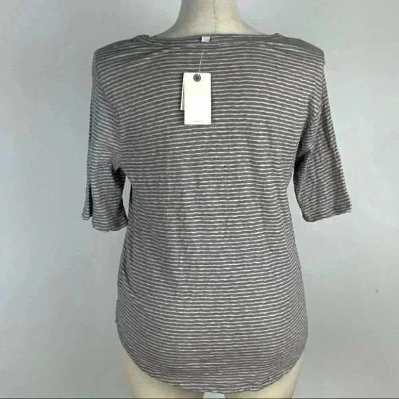 Lucky brand Womens top size L pink gray striped strawberry milk - Picture 4 of 10